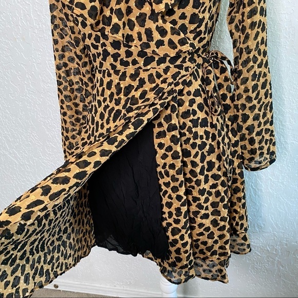 Free People Frenchie Animal Leopard Print Wrap Dress Size XS - Picture 7 of 12